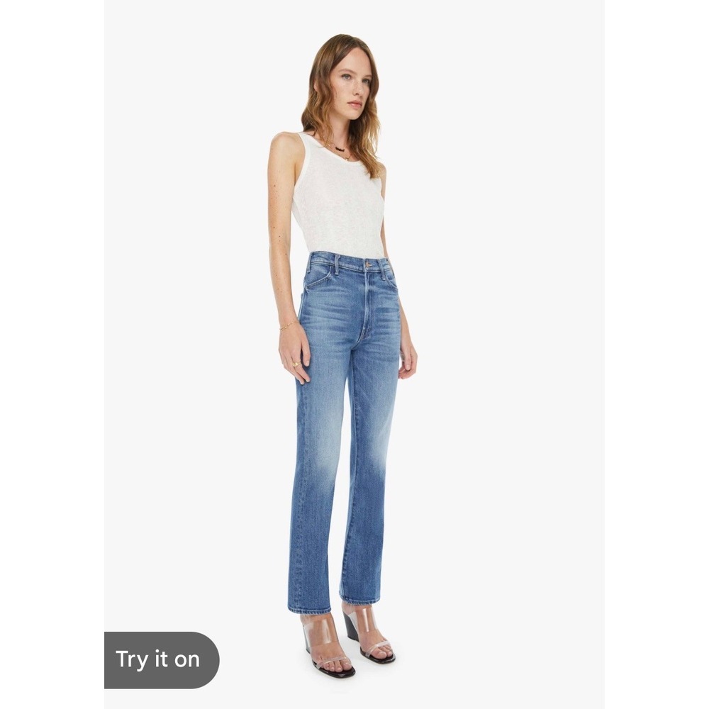 MOTHER The Hustler Ankle Jeans Scenic Route Blue High Rise Bootcut Size 25